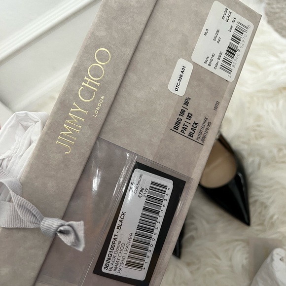 JIMMY CHOO Patent Crystal Bing 100 Pumps 36.5 Black - Picture 4 of 10
